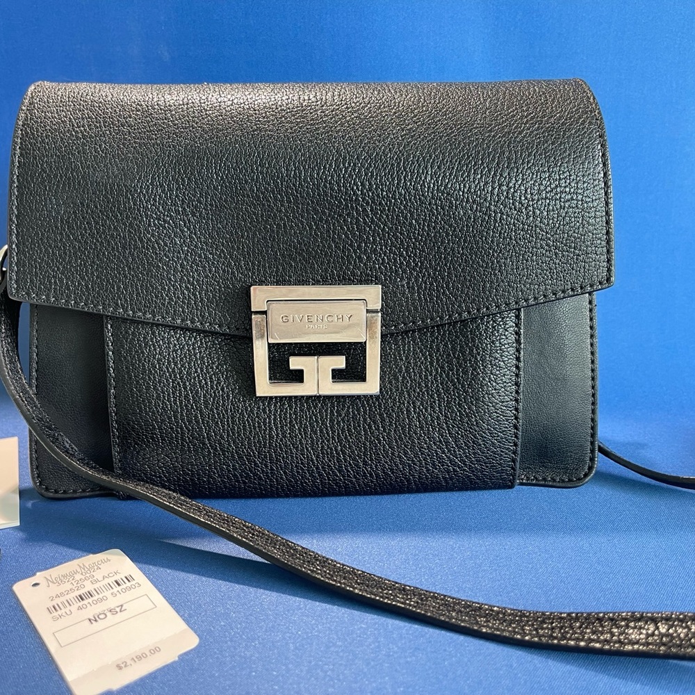 Givenchy GV3 Small Crossbody Bag handheld chain strap & leather shoulder strap.